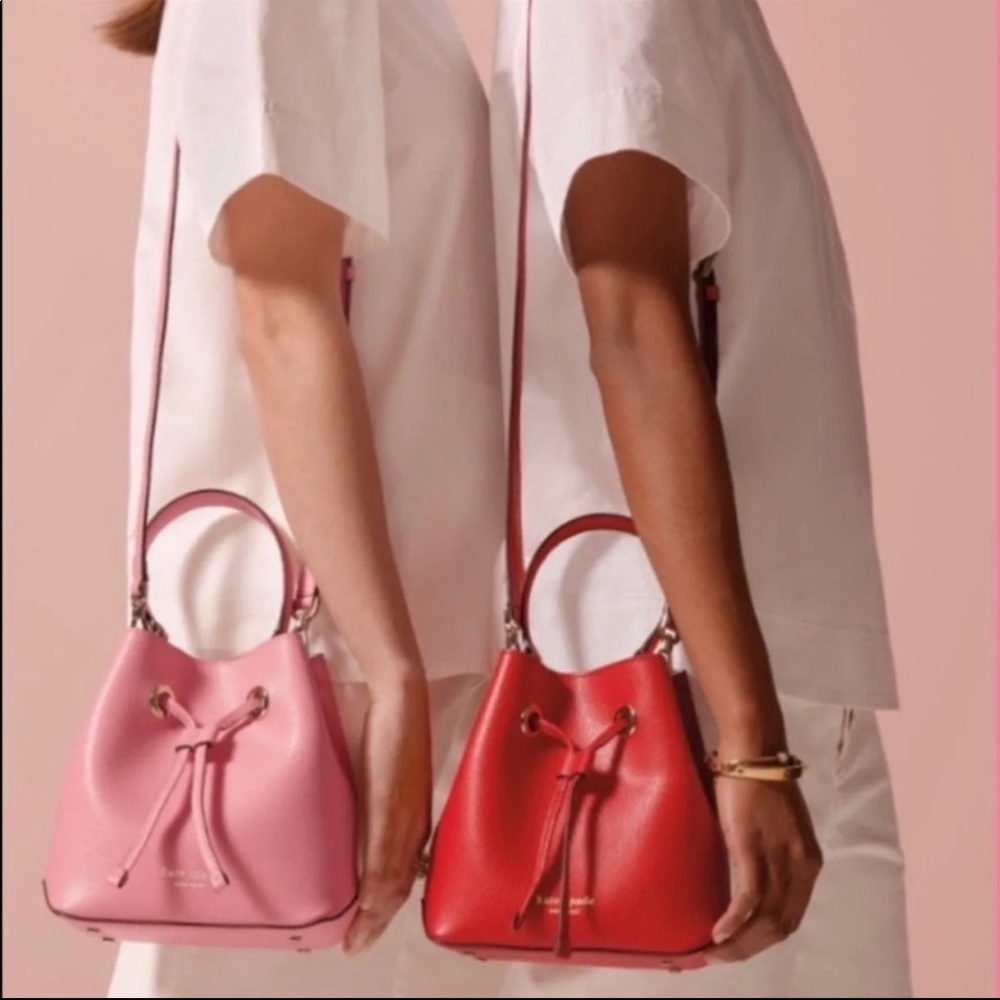 Kate Spade Pink Leather Bucket Crossbody Purse - Picture 5 of 12